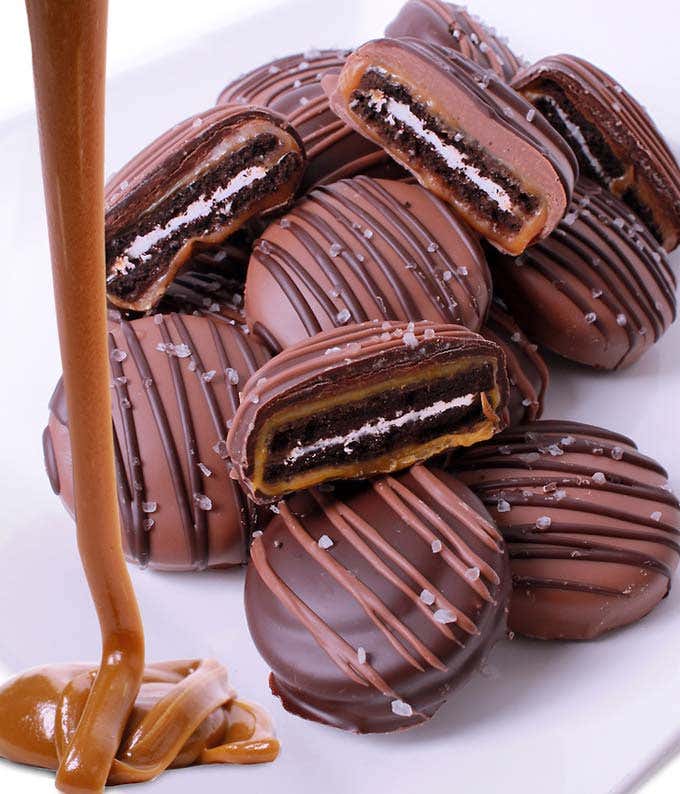 Sea Salt and Caramel Chocolate Covered OREO Cookies - 12 Pieces