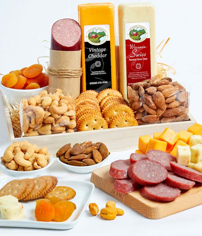 Cheese,Sausage, Crackers, & Nuts Tray