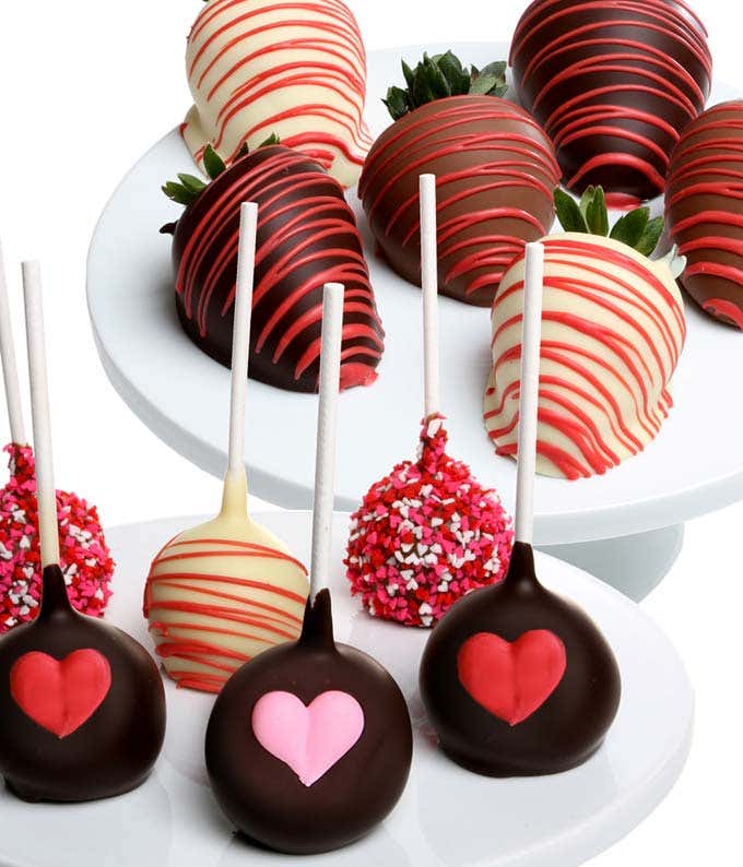 Love Chocolate Cake Pops & Strawberries - 12 Pieces