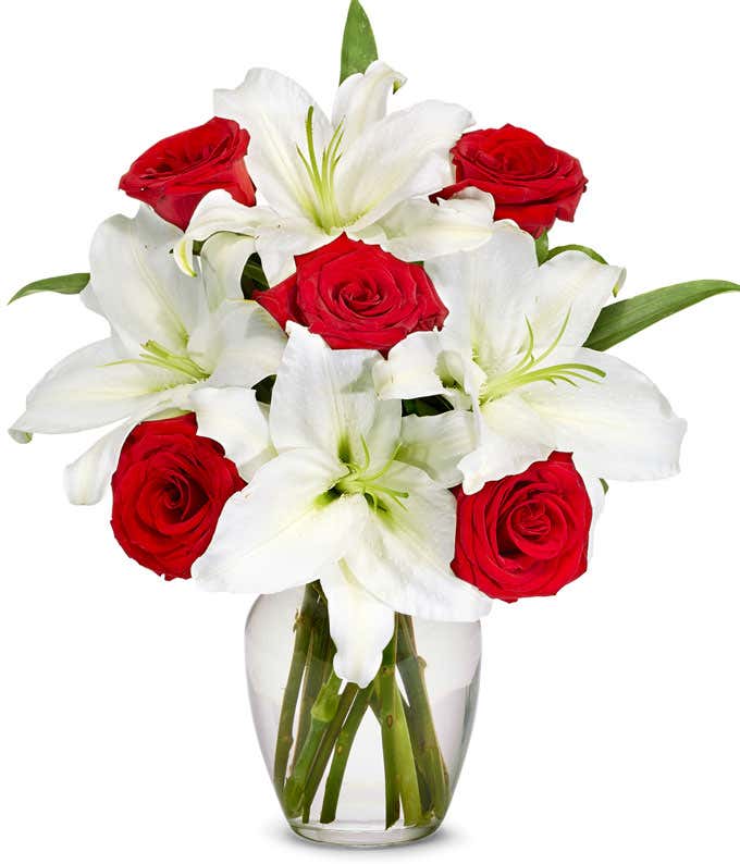 Red Rose and Shining Lily Bouquet - Premium