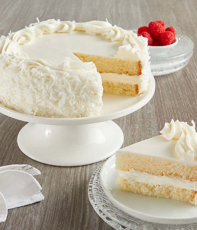 coconut cream cake with coconut frosting