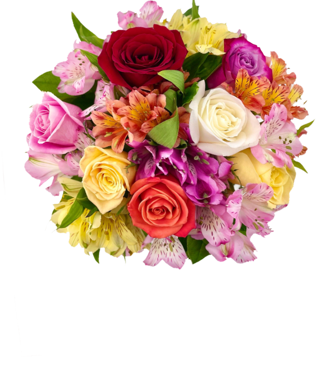 Partial image of Mixed roses are delivered with Alstroemerias without vase